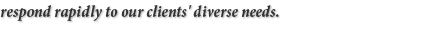 respond rapidly to our clients' diverse needs.